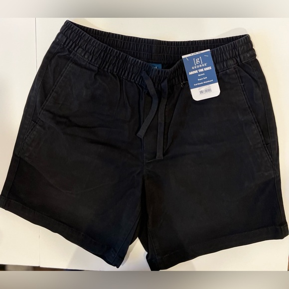 NWT - George Men's Black "Above The Knee" with Stretch Shorts-Sizes  M L  XL 2XL - Picture 1 of 6